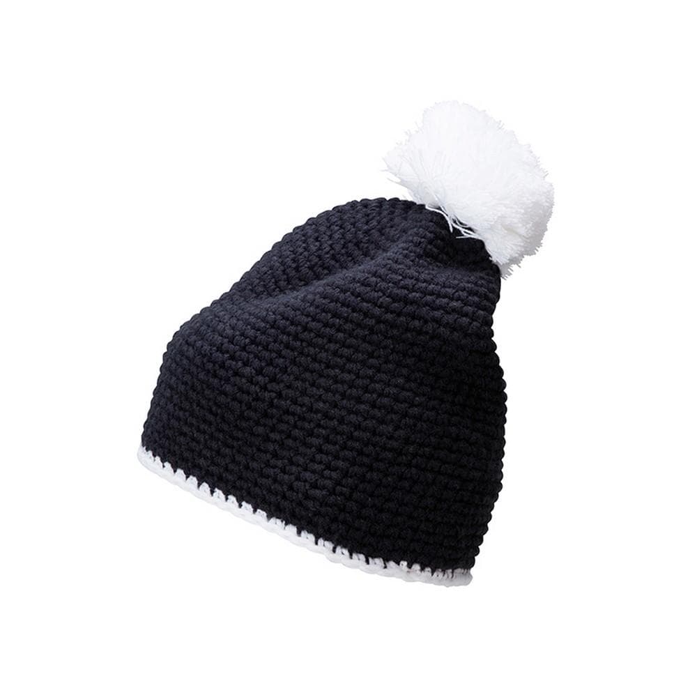 Myrtle Beach Adults Unisex Contrast Stripe Pompom Hat