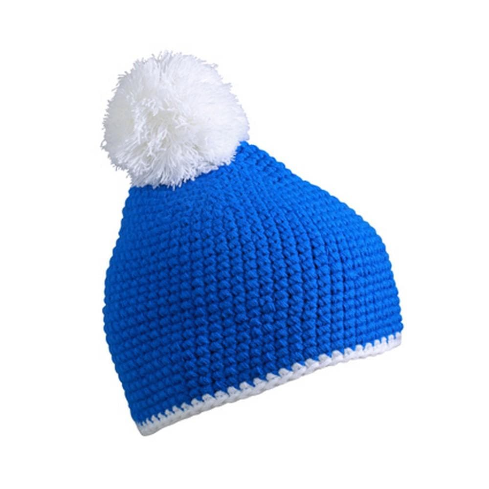 Myrtle Beach Adults Unisex Contrast Stripe Pompom Hat
