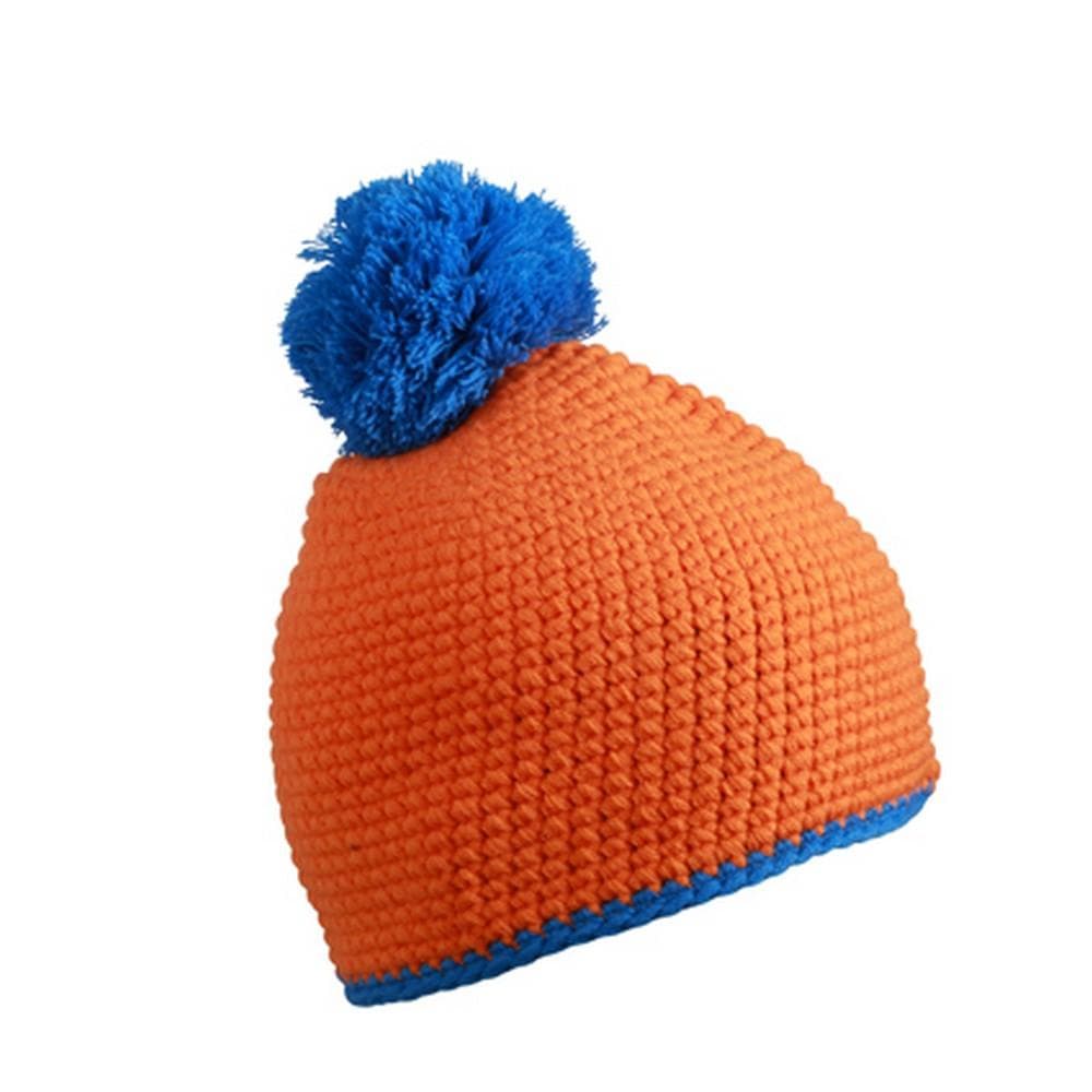 Myrtle Beach Adults Unisex Contrast Stripe Pompom Hat