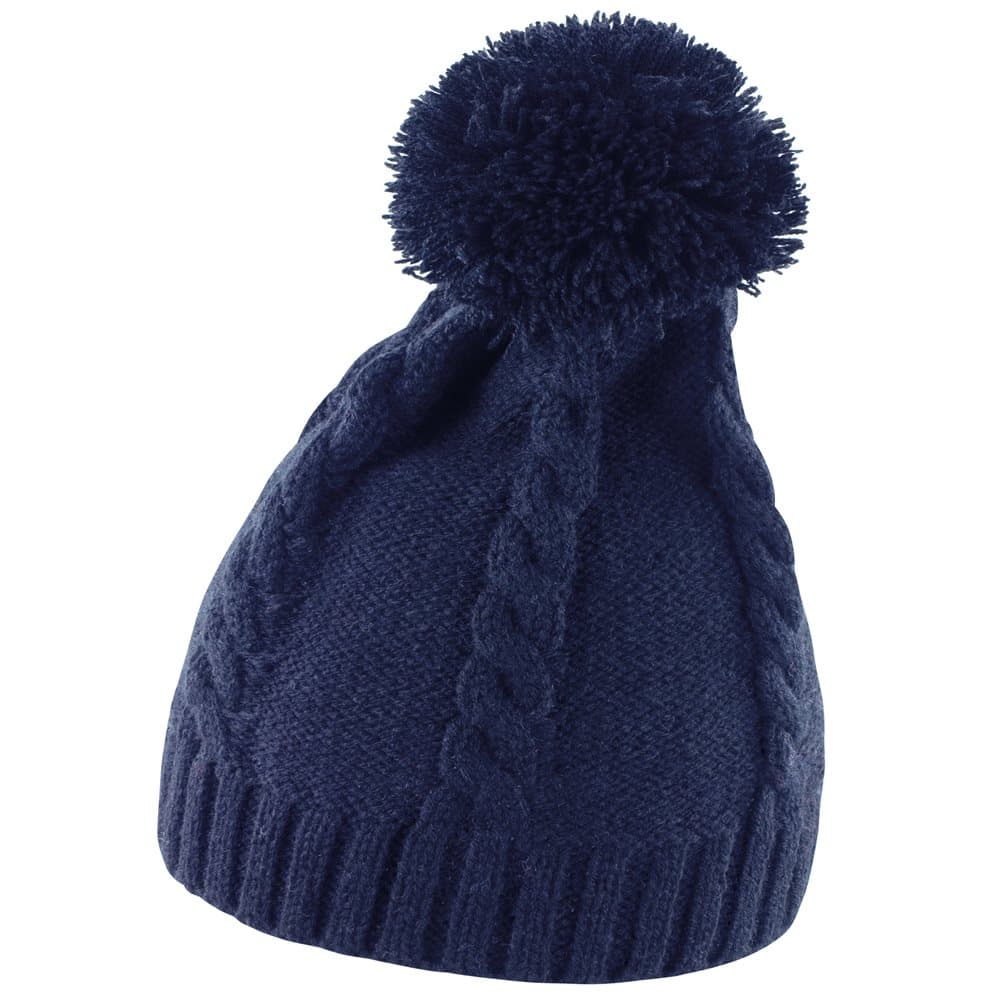 Result Damer / kvinnors kabel stickad Pom Pom vinter mössa hatt