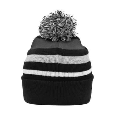 Myrtle Beach Unisex Adults Striped Winter Beanie with Pompom