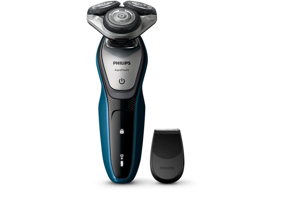 Philips AquaTouch Rakapparat för våt- och torrakning S5420/06, Roterande rakhuvud, 2 År, Svart, Blå, Silver, AC/Batteri, Litium-Ion (Li-Ion), 45 min