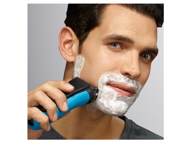 Braun Series 3 ProSkin 3045s, Folierakapparat, 2 SensoFoil, 1 Middle Trimmer, Svart, Blå, LED, Batteri, Nickel-metallhydrid (NiMH)