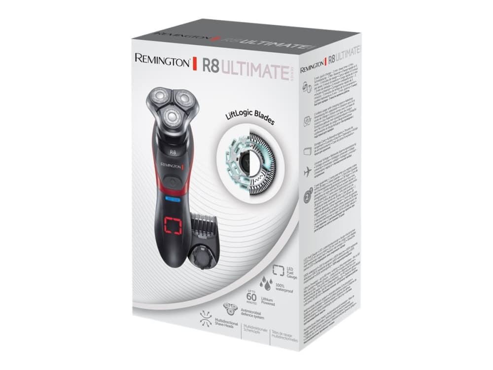 Remington R8 Ultimate XR1550, Roterande rakhuvud, Svart, Röd, Batteri, Litium, 60 min, 1,5 h