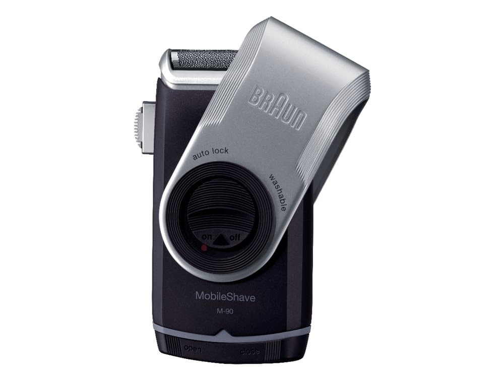 Braun MobileShave PocketGo M90, Blå, Silver, Batteri, 60 h, 180 g, 38 mm, 79 mm