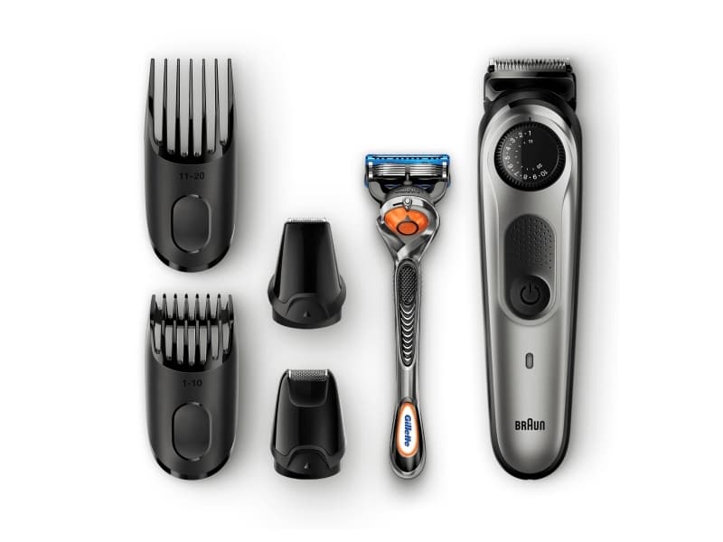 Braun Base BT7020, Tvättbar, AC/Batteri, Självskärpande blad, Svart, Grå