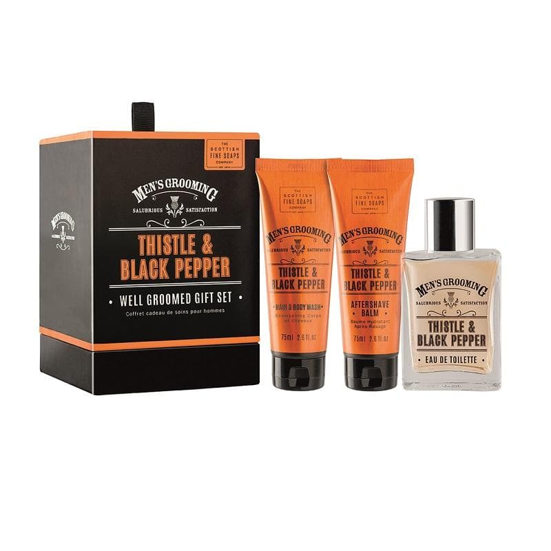 Giftset Scottish Fine Soaps Thistle & Black Pepper Well Groomed Gift Set