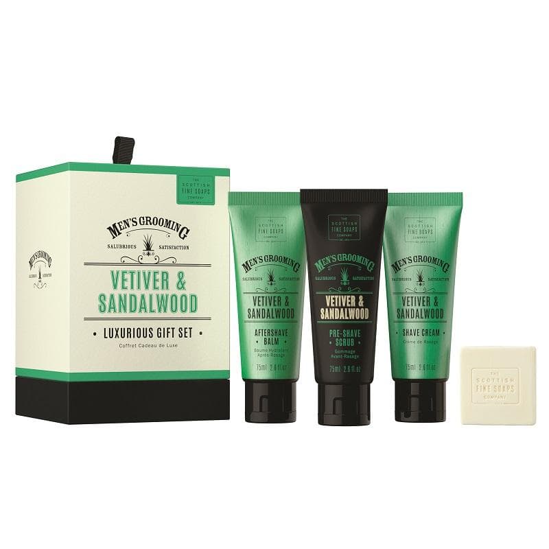 Giftset Scottish Fine Soaps Vetiver & Sandalwood Luxurious Gift Set