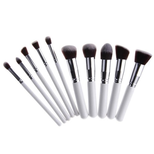 Bild av 10 st.Vita / Silver Make-up / sminkborstar av Bästa Kvalité