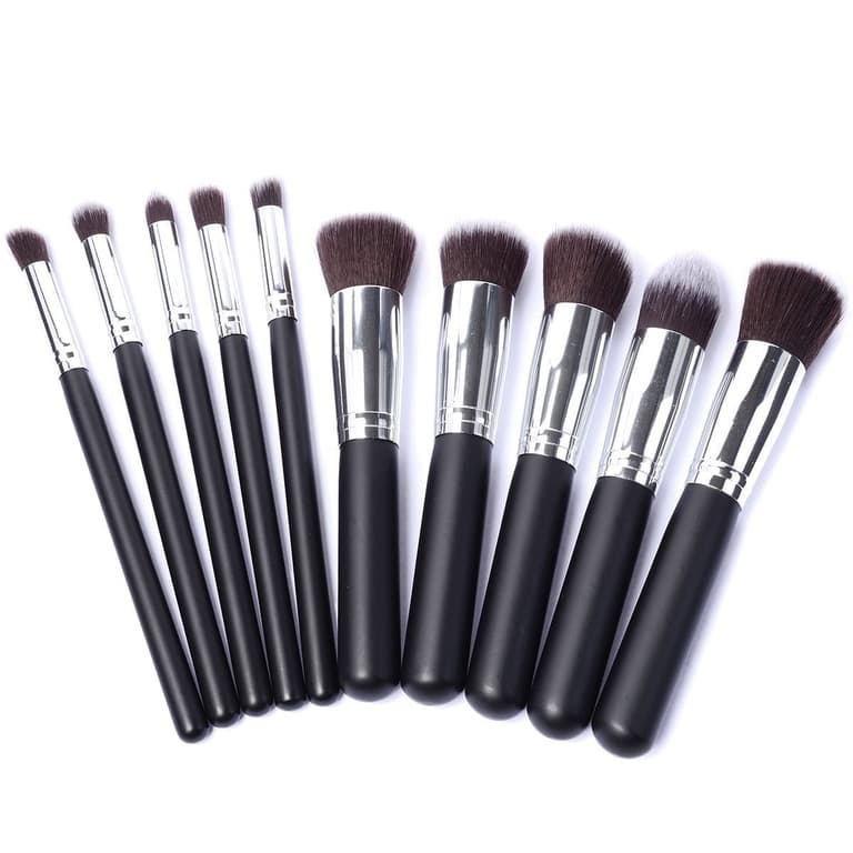 10 pcs. Black / Silver Make-up brushes of good quality