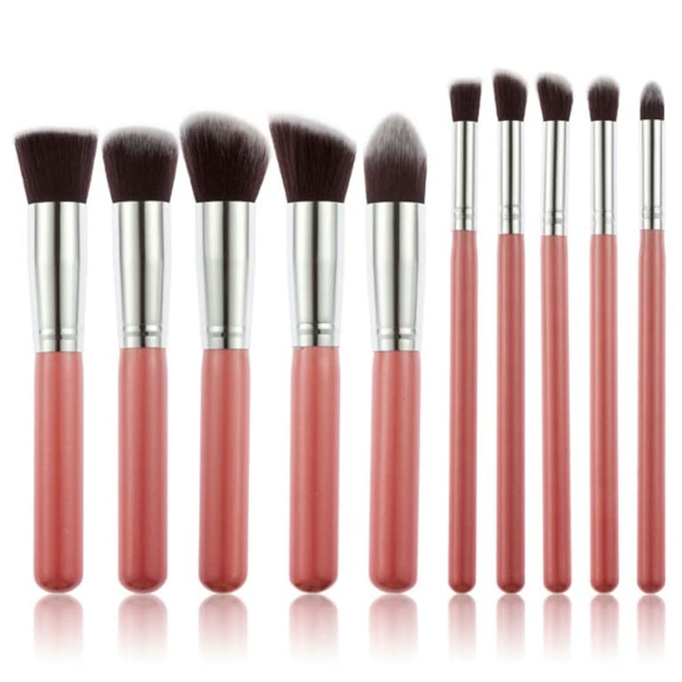 10 st. Rosa / Silver Make-up / sminkborstar av Bästa Kvalité