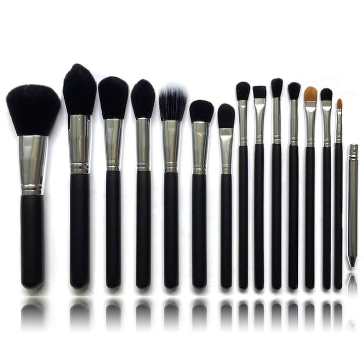 15 pcs. Black / Silver make-up brushes of the best quality