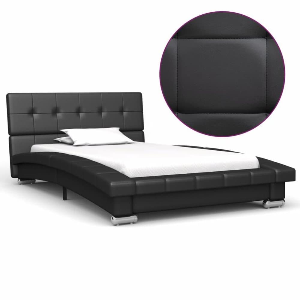 vidaXL sengestel 200 x 90 cm sort kunstlæder