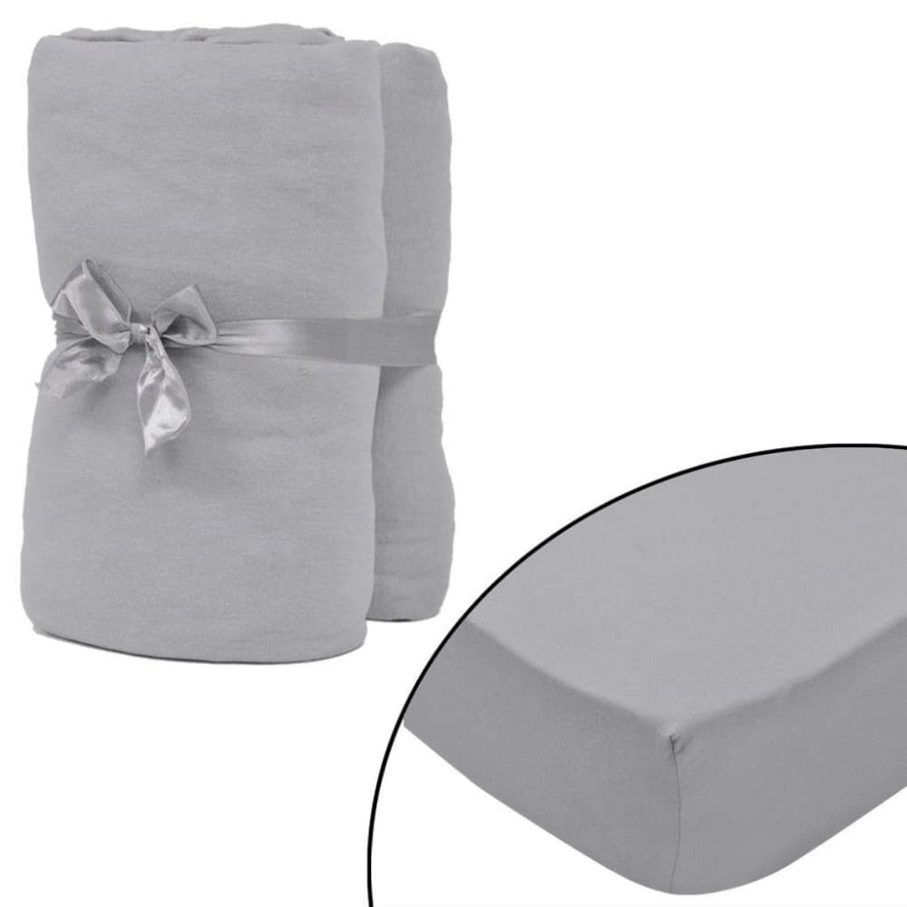 vidaXL 2 stk Laken Bomullsjersey 160 gsm 180x200200x220 cm Grå