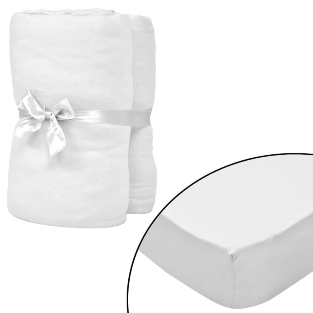 vidaXL Muotoon ommeltu lakana 2 kpl puuvilla 200x200 cm valkoinen