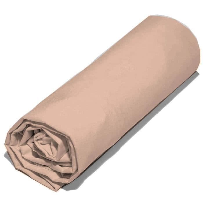 COTE DECO Sarja 2 asennettua arkkia 100% puuvilla percale - 2x80x200x25 cm - poskipuna vaaleanpunainen