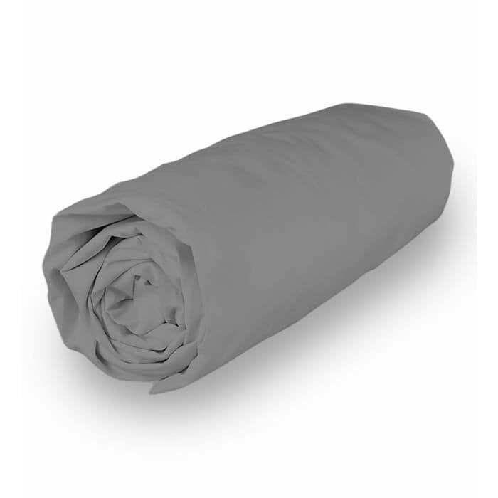 SOLEIL d'OCRE Camille -levy - Percale-puuvilla - 180 x 200 cm - Harmaa