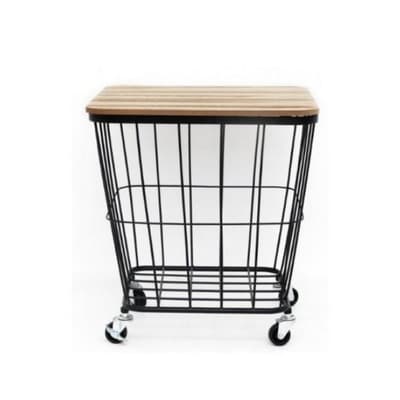 Wood & Wire Square Wheeled Table