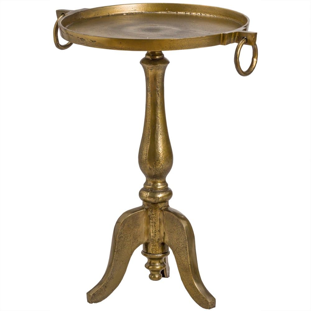 Hill Interiors Ohlson Cast Side Table with Tray in Antique Style Brass