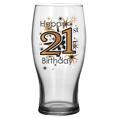 Simon Elvin Keepsakes Black Gold 21st Beer Glass