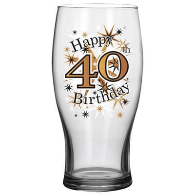 Simon Elvin Keepsakes Black Gold 40th Beer Glass