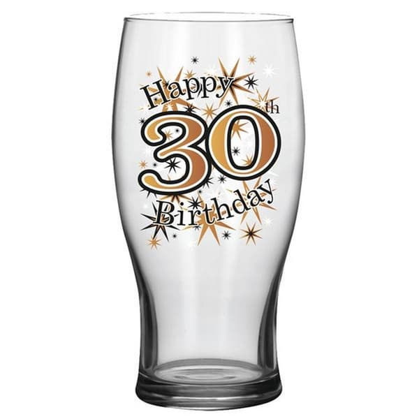 Simon Elvin Keepsakes Black Gold 30th Beer Glass