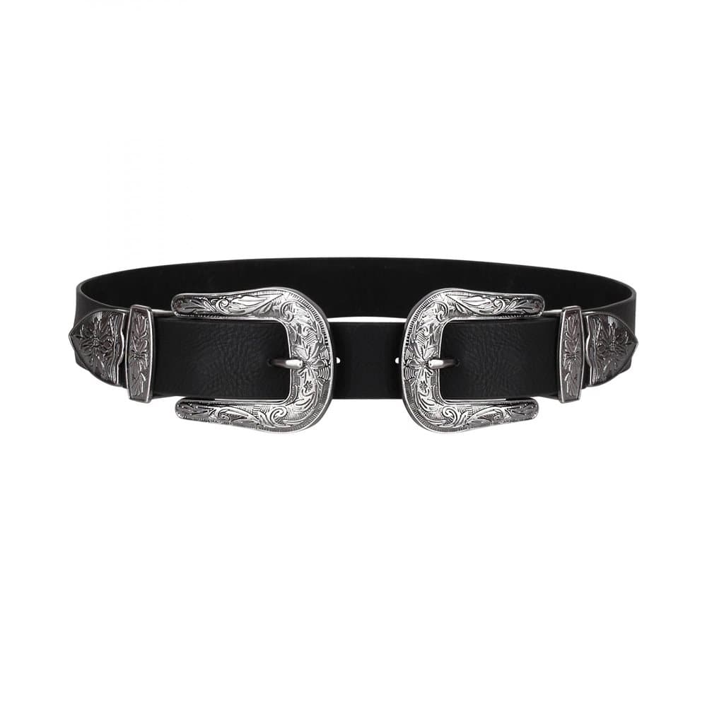 Krisp Womens/Ladies Double Buckle Western Leather Belt