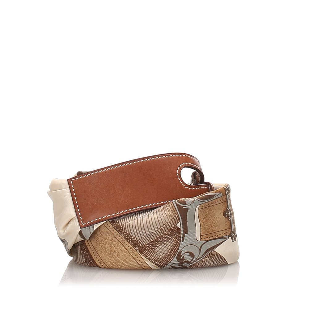 Hermes Rare Scarf Double Buckle Leather Belt Brown