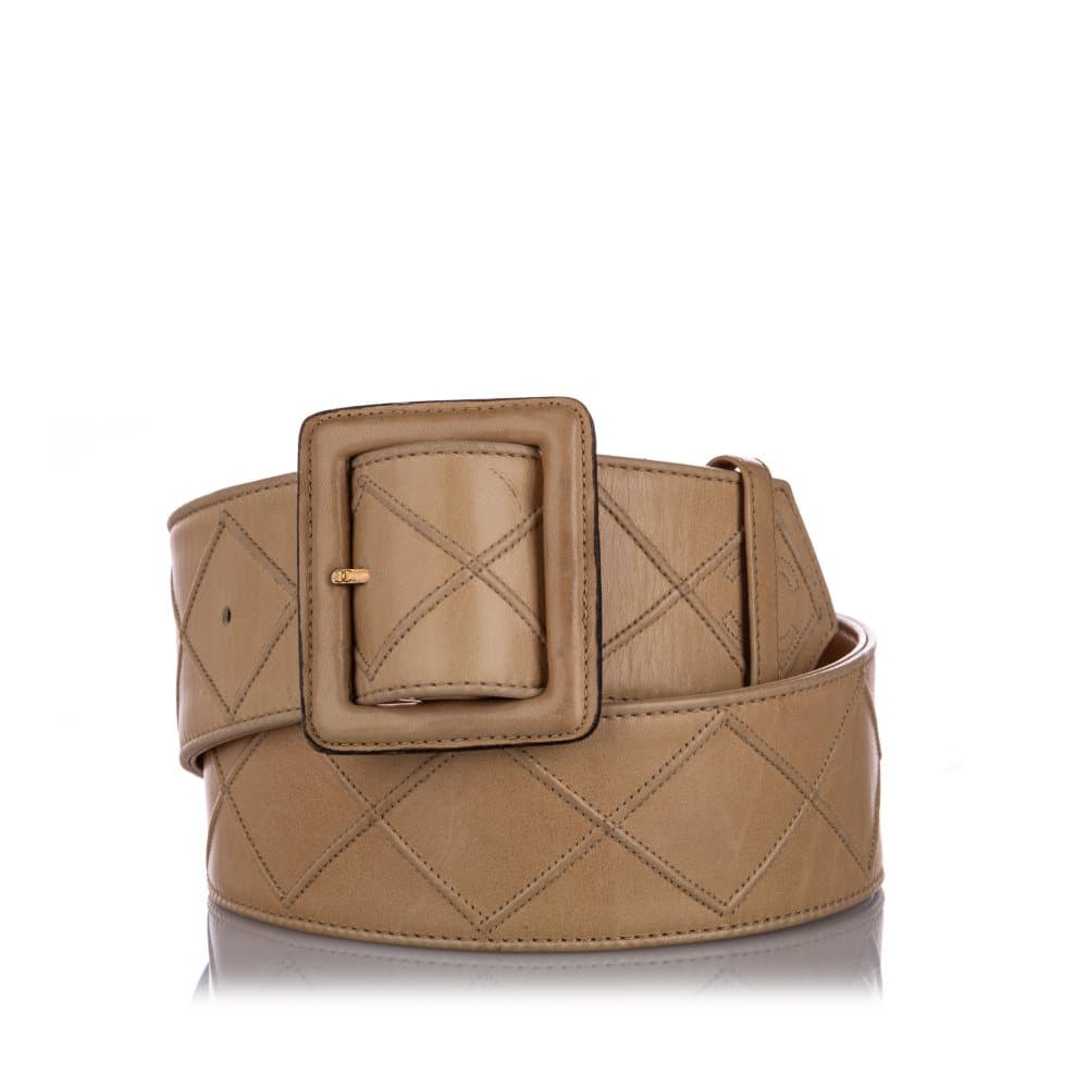 Chanel Quilted Lambskin Leather Belt Brown