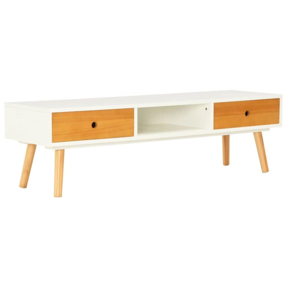 vidaXL TV-benk hvit 120x35x35 cm heltre furu