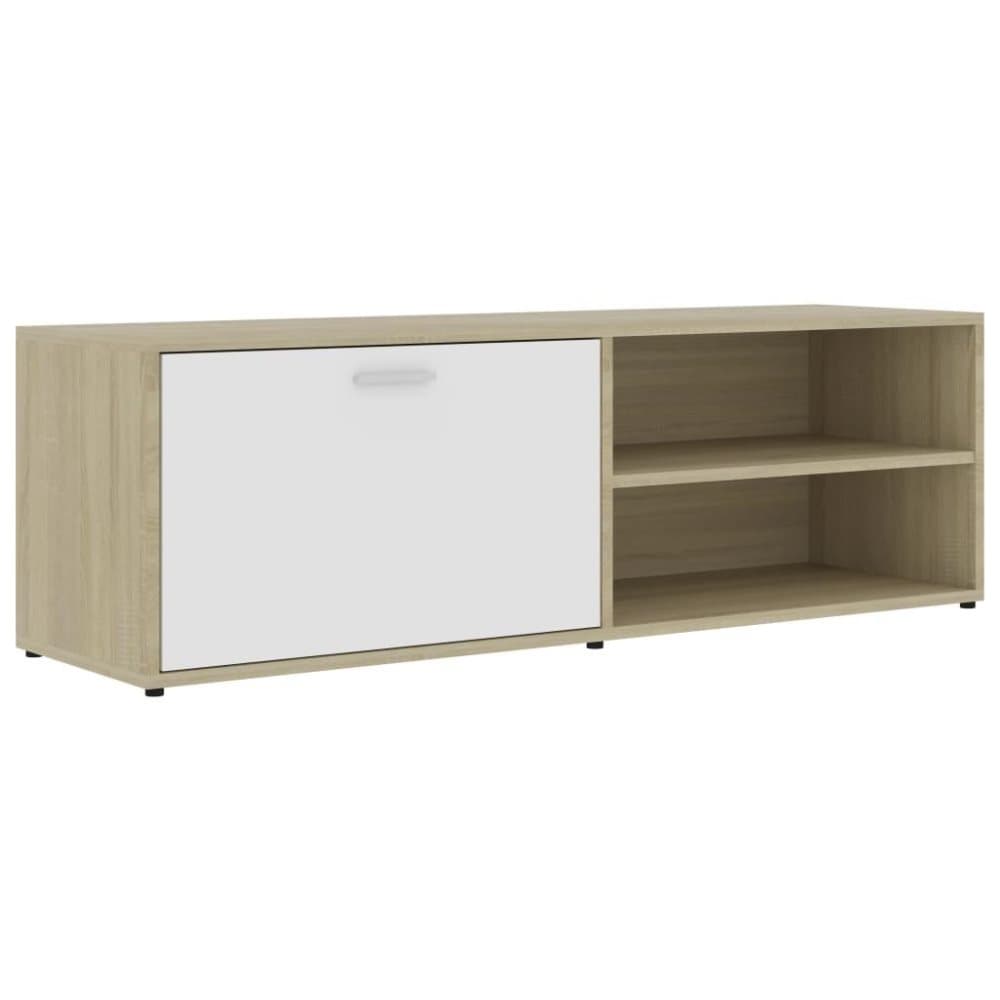 vidaXL TV-benk hvit og sonoma eik 120x34x37 cm sponplate