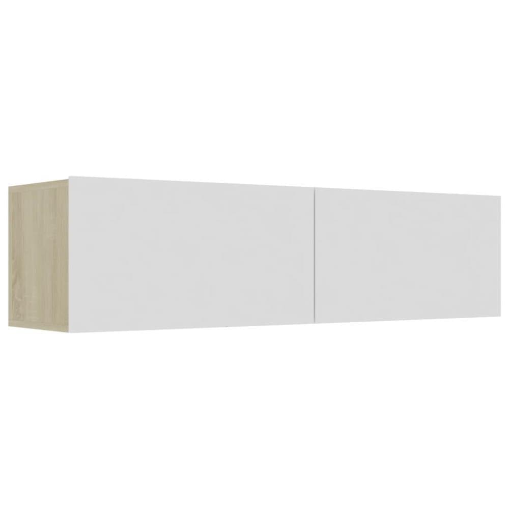 vidaXL TV-benk hvit og sonoma eik 120x30x30 cm sponplate