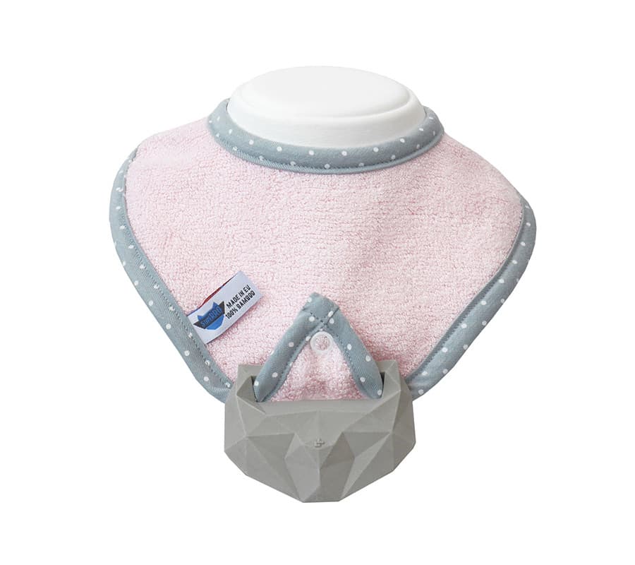 Dregelhaklapp med gummibitis, Rosa, LullaLove