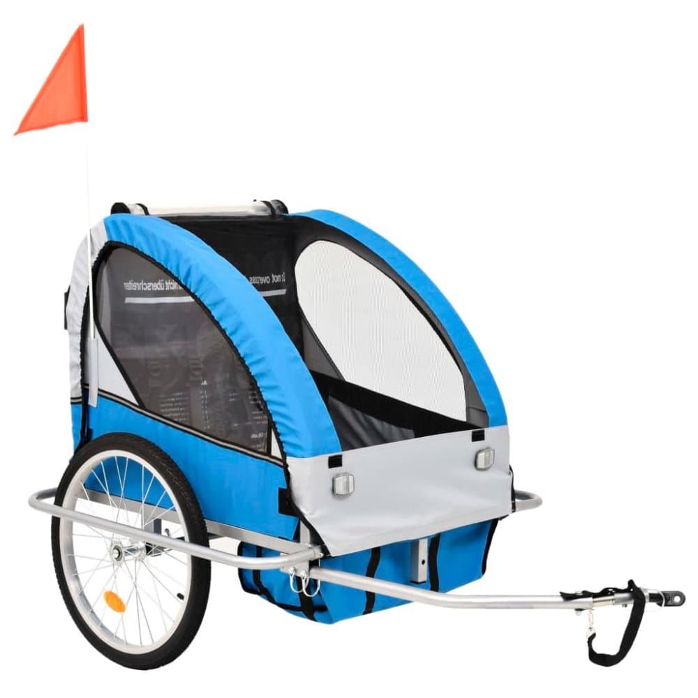 vidaXL 2i1 Barncykelvagn & gåvagn blå och grå