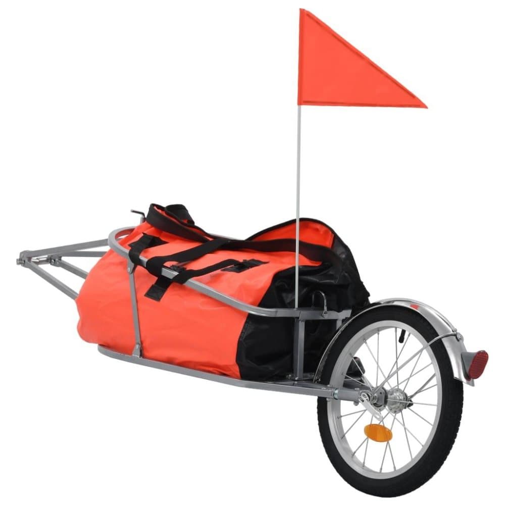 vidaXL Cykelvagn för bagage med väska orange och svart