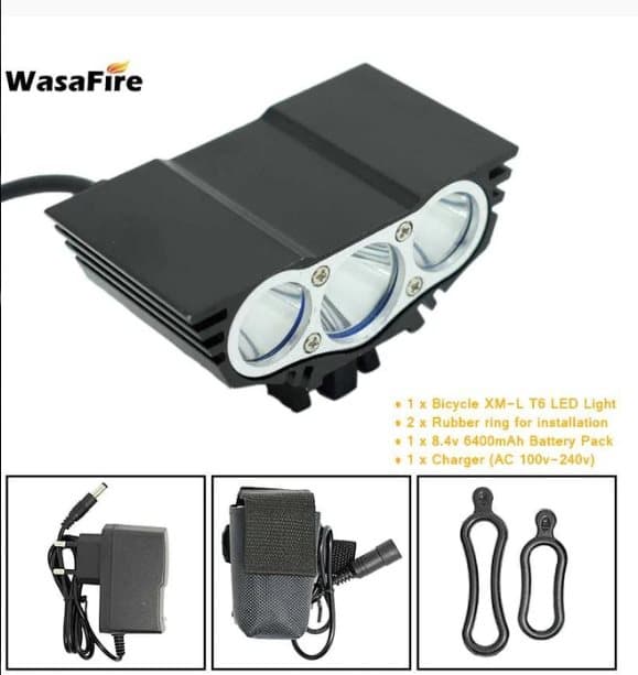 Superstark 5000 Lumens X3 Cykellampa 3 * T6 LED Cykel Framljus 4 Lägen Mountain Bike Strålkastare + 18650 Batteripaket