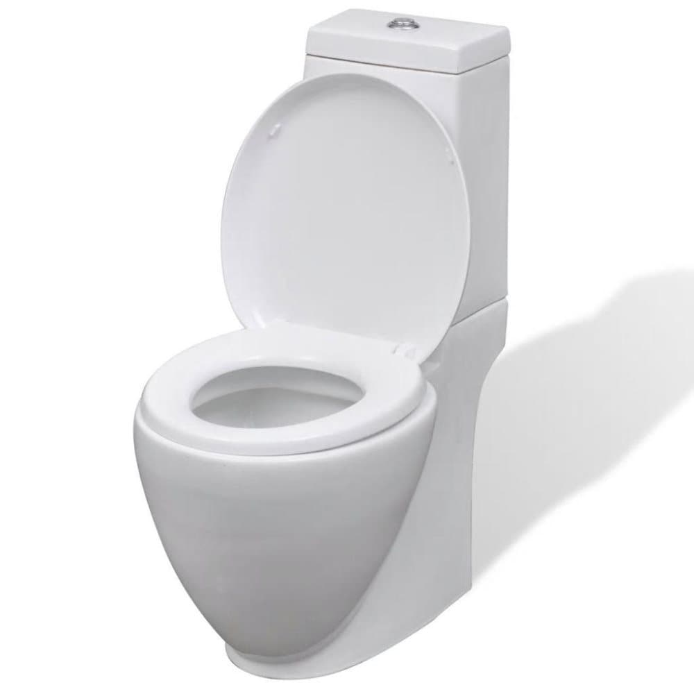 vidaXL WC keramisk toalett bad rundt vannføring på bunnen hvit