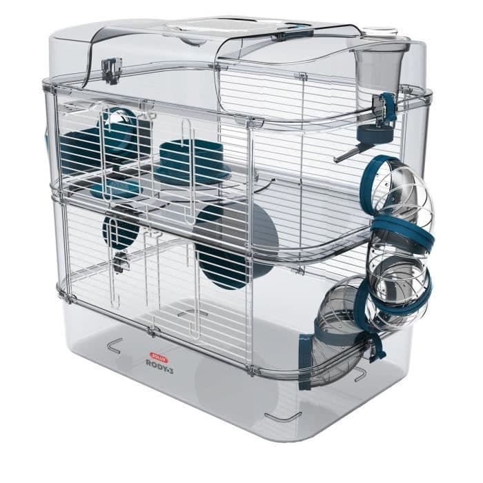 ZOLUX Bur på 2 nivåer för hamstrar, möss och gerbils - Rody3 duo - L 41 xd 27 xh 40,5 cm - Blå