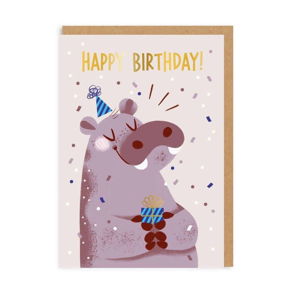 Ohh Deer Happy Birthday Hippo Greeting Card
