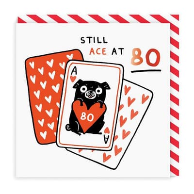 Ohh Deer Ace At 80 Square Birthday Card