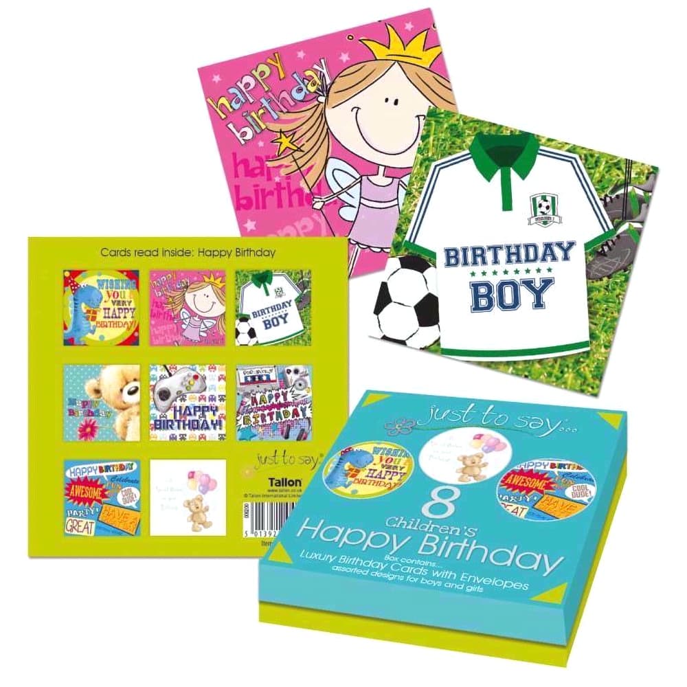Tallon Childrens/Kids Birthday Cards (Pack Of 8)