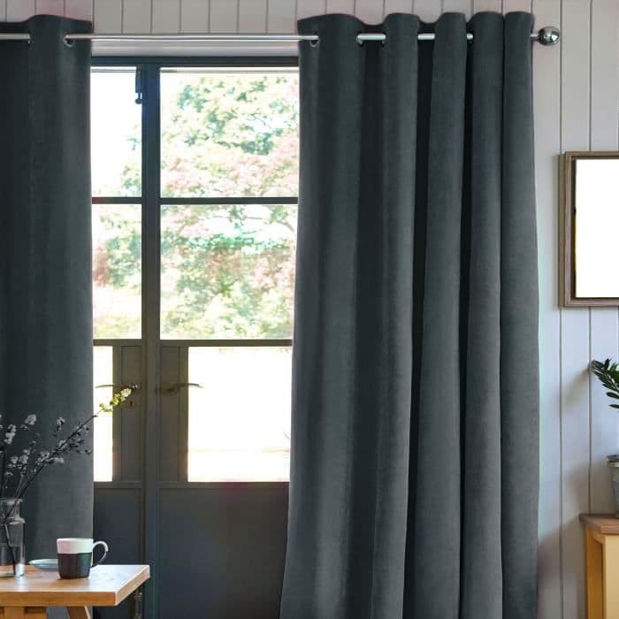 Velvet verho 100% polyesteria - hiilenharmaa - 140x250 cm