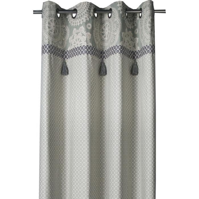DEKOANDCO pitsiverho - 135x250 cm - harmaa painatus