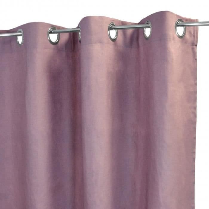 HOME MAISON Tavallinen himmennysverho XXL-pellavasta - 140 x 250 cm - 8 silmukkaa - lila vaaleanpunainen
