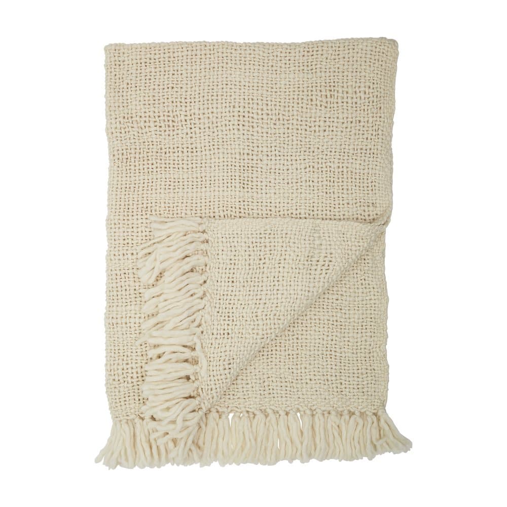 Bloomingville Pledd Ull Lengde 170 cm, Bredde 130 cm Hvit