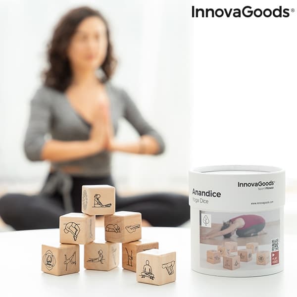 Yoga tärningsspel i trä - Anandice, 7 Delar