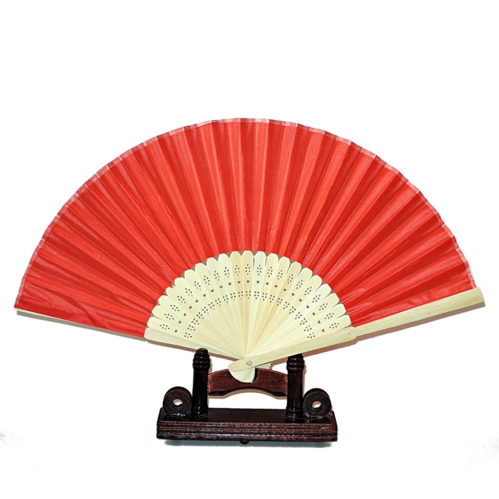 Hand fan - Chiffon fabric with wood base