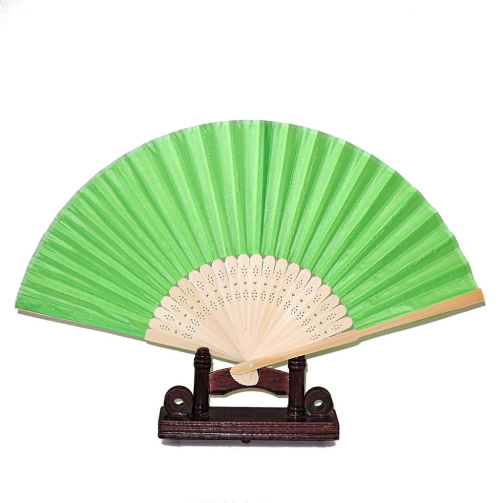 Hand fan - Chiffon fabric with wood base
