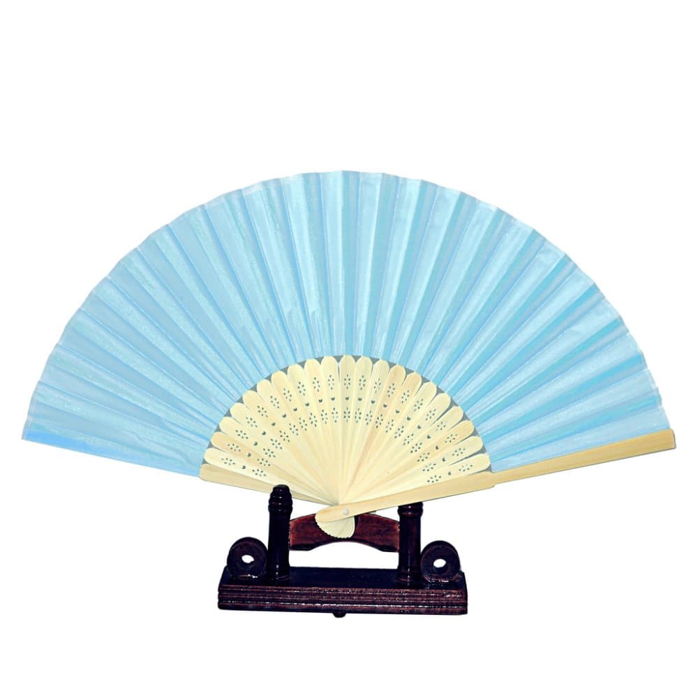 Hand fan - Chiffon fabric with wood base