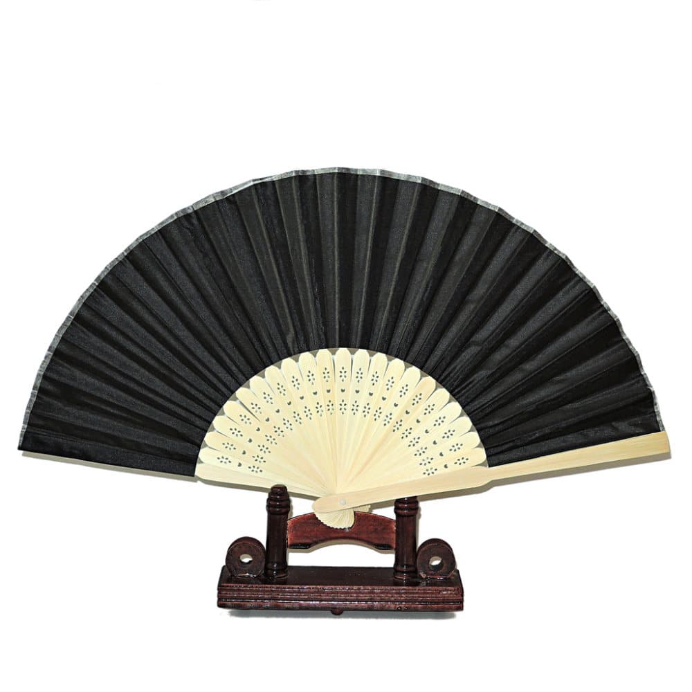 Hand fan - Chiffon fabric with wood base